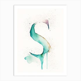 S  Letter, Alphabet Minimalist Watercolour 4 Art Print