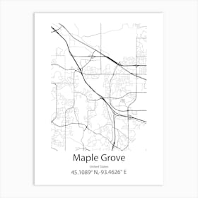 Maple Grove,United States Minimalist Map Art Print