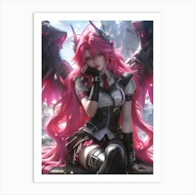 Pink Haired Girl Art Print