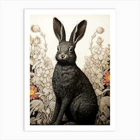 Hare and Wildflowers Art Print