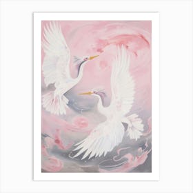 Pink Ethereal Bird Painting Grebe 1 Art Print