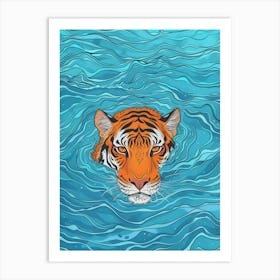 Tiger In The Water 10 Art Print