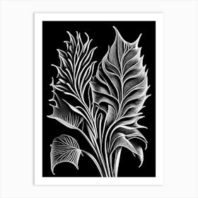 Lobelia Leaf Linocut 2 Art Print