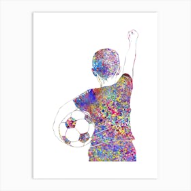 Boy Soccer Player Watercolor Art Print