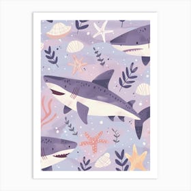 Purple Bamboo Shark Illustration 3 Art Print