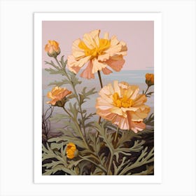 Marigold 3 Flower Painting Art Print