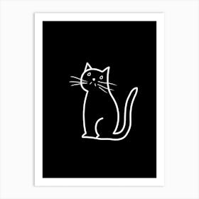 Monochrome Sketch Cat Line Drawing 6 Art Print