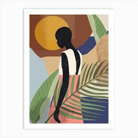 Tropical Girl Sunset 1 Art Print