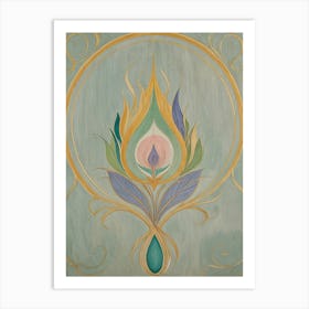 Pastel Peacock Feather Flame Art Print