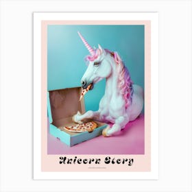 Toy Unicorn Eating A Pizza Slice 2 Poster Art Print