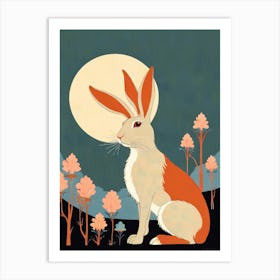 Rabbit In The Moonlight Art Print