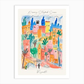 Poster Of Riyadh, Dreamy Storybook Illustration 3 Art Print