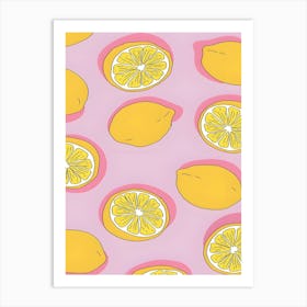 Lemons On Pink Art Print