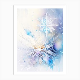 Ice, Snowflakes, Storybook Watercolours 5 Art Print