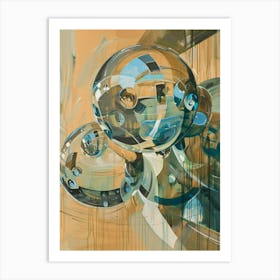 A Painting From Dali Spheres By Person, In The Style Of Emotive Figural Distortions, Blue And Beige, Francois Schuiten, Polished Metamorphosis, Caravaggesque, Victor Moscoso, Anne Bachelier Póster