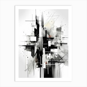 Technology Abstract Black And White 2 Art Print