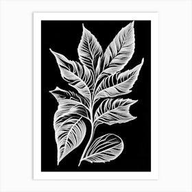 Stevia Leaf Linocut 1 Art Print