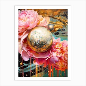 Disco Ball And Peonies Still Life 2 Art Print