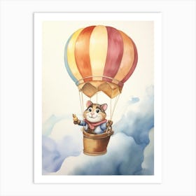 Baby Chipmunk 3 In A Hot Air Balloon Art Print