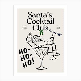 Santa’s Cocktail Club | Trendy Preppy Ho Ho Ho Christmas 2 Art Print