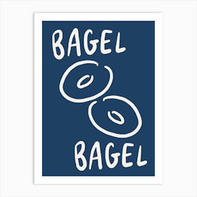 Bagel Bagel blue and cream kitchen Art Print