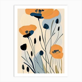 California Poppy Wildflower Modern Muted Colours 1 Art Print