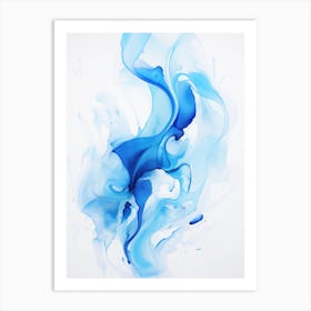 Abstract Blue Watercolor Painting Art Print