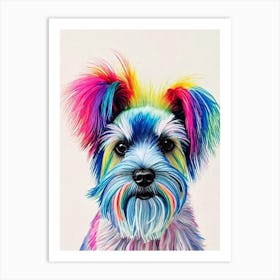 Miniature Schnauzer Rainbow Oil Painting Dog Art Print