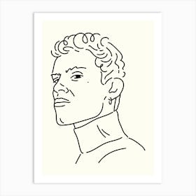 Portrait Of A Young Man Monoline Hand Drawing Aesthetic Illustration Art Print