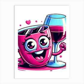 Pink Wine Mug Art Print