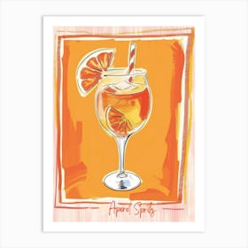 Aperol Spritz Cocktail Painting Art Kitchen Oranges Art Print