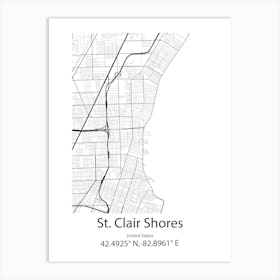 St Clair Shores,Canada Minimalist Map Art Print