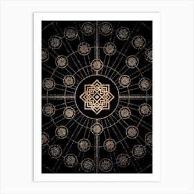 Geometric Glyph Radial Array in Glitter Gold on Black n.0267 Art Print