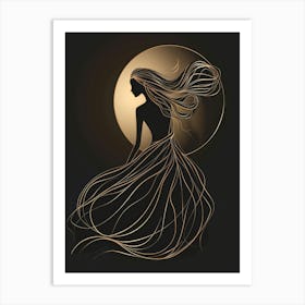 Woman In The Moonlight Art Print