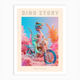 Pastel Toy Dinosaur On A Moped 2 Poster Art Print