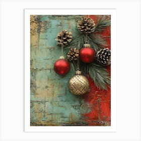 Intage Christmas Mixed Media 5 Art Print