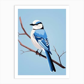 Minimalist Blue Jay 3 Illustration Art Print