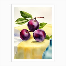 Damson Italian Watercolour fruit Art Print