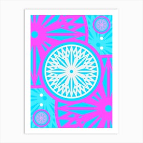 Geometric Glyph in White and Bubblegum Pink and Candy Blue n.0042 Art Print