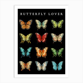 Butterfly Lover black background Art Print