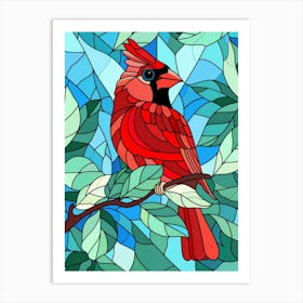 Stained Glass Cardinal On A Branch Art Print