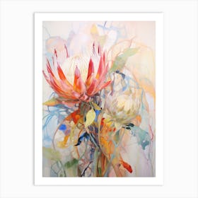 Abstract Flower Painting Protea 1 Living Room Art print