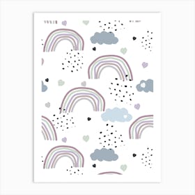 Rainbows Hearts Dots Art Print