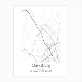 Clarksburg,United States Minimalist Map 1 Art Print