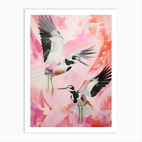 Pink Ethereal Bird Painting Lapwing 3 Art Print