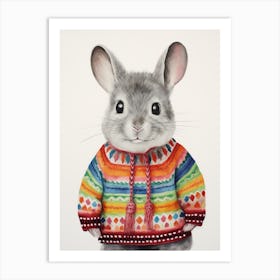 Baby Animal Wearing Sweater Chinchilla 2 Art Print
