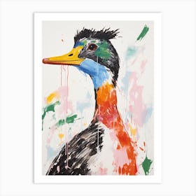 Colourful Bird Painting Grebe 2 Art Print