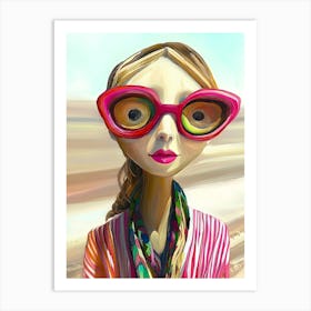 Girl With Glasses Art Print