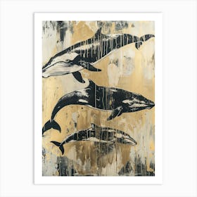 Whale Gold Effect Collage 3 Art Print