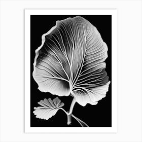 Ginkgo Leaf Linocut 1 Art Print